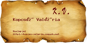 Kopcsó Valéria névjegykártya